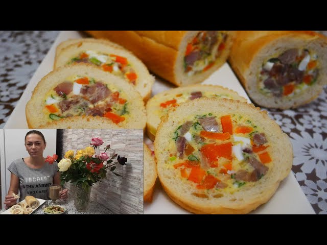 Фаршированный батон отличная закуска! Держит форму! Закуски на праздничный стол. Без духовки