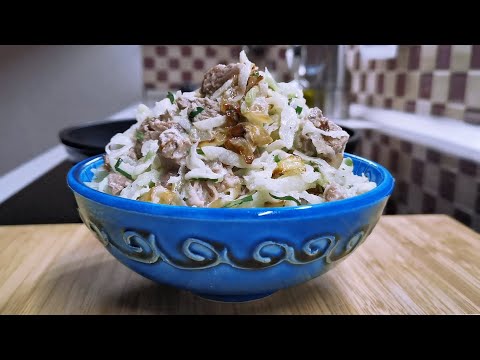 Салат с мясом и редькой 