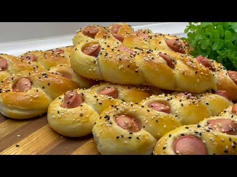 Красивая формовка и самая любимая начинка! Очень вкусная сосиска в тесте безопарным способом