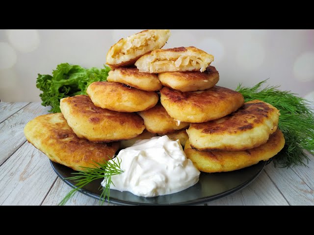 Картофельные пирожки с капустой на сковороде (можно запечь) мои фирменные